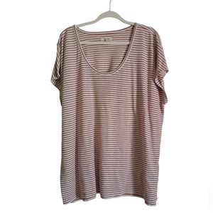 Madewell Camel and White Striped Tee Capped Sleeve SZ 3X